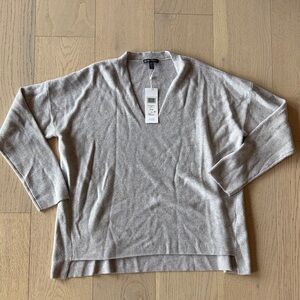 Eileen Fisher Sparkle Gray V-Neck Merino Wool Top